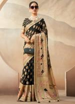 Georgette Black Ceremonial Wear Weaving  Saree